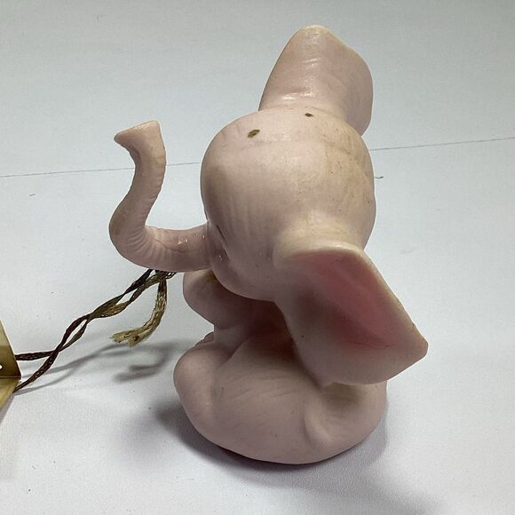 Vtg Papel Japan Pink Elephant Figure Ceramic With Tag Pinky Says Rings Luck - Picture 3 of 11
